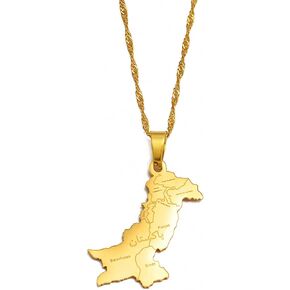 Pakistan Map With Urdu Pendant Necklaces Men Pakistani Stainless Steel Necklaces