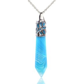 Justinstones Gemstone Hexagonal Pointed Reiki Chakra Pendant Necklace 20"