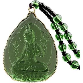 Green Tara Buddha Necklace Goddess of Compassion Mercy Guan Yin Pendant Eliminate Suffering for Women Men Amulet Feng Shui Jewelry Blessing Gifts