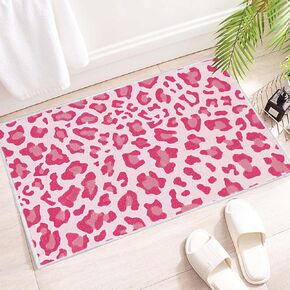 Pink Bathroom Rugs, Leopard Rug Preppy Rug CuteBath Mat as Pink Room Decor Aesthetic, Preppy Stuff Pink Gifts for Women, Cheetah Print Rug Y2k (16" x 24")