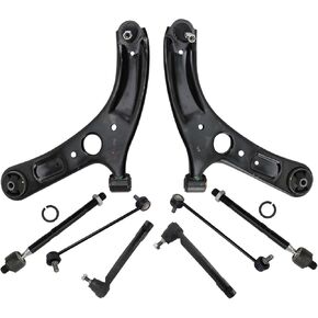 TRQ Front Steering & Suspension Kit Control Arm with Ball Joint Sway Bar Stabilizer Link Tie Rod Compatible with 2014-2018 Kia Forte 2014-2016 Forte Koup Forte5