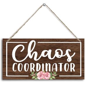 Easy Vibe Wood Decor Sign, Chaos Coordinator, Hanging Printed Wooden Plaque Décor, Creative Wood Sign, Sweet Home Decoration Wall Sign, Print Artwork for Classroom Hostel Wall Décor 12x6 inch (G5)