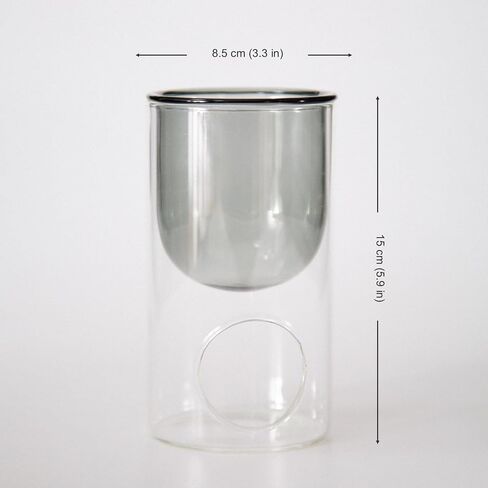 Glass Essential Oil and Wax Melt Burner, Aromatherapy Aroma Oil Burner, Candle Essential Oil Diffuser Lamp, Tea Light Candle Holder, Fragrance Oil Warmer for Home Bedroom Decor Accessories, Grey in Saudi Arabia
