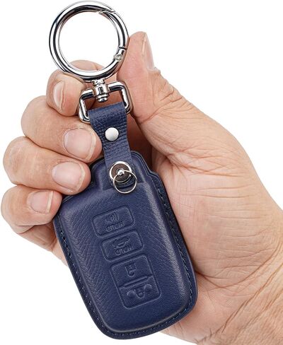 Leather Key Fob Cover with Keychain,Key Shell Compatible for Toyota Highlander Camry Corolla Avalon Tocoma Tundra Key (Black) in Kuwait