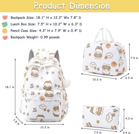 YJMKOI Backpack for Girls Middle School Bookbag Kawaii Elementary School Bags for Teens in Saudi Arabia