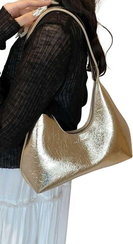 Verdusa Women's Metallic Hobo Shoulder Bags Top Handle Handbag Zipper Purses in Saudi Arabia