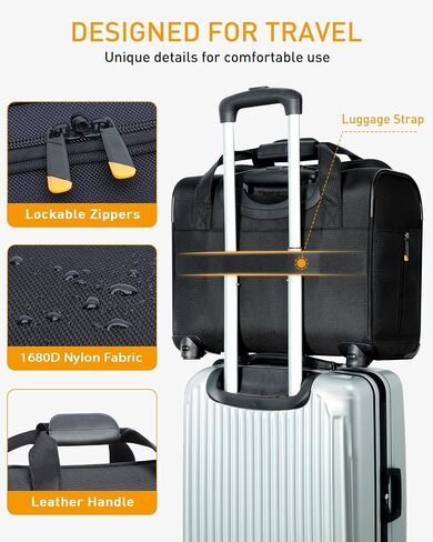 Rolling Laptop Bag - Rolling Briefcase with 4 Spinner Wheels, 15.6 Inch 1680D Nylon Water Resistant Computer Bag for Men and Women Work Travel, Black in Saudi Arabia