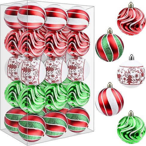 30ct Christmas Balls Ornaments- 2.36’’ Shatterproof Balls Ornaments for Xmas Tree Decorations, Hanging Balls Red and Green Christmas Ball Ornaments Set for Holiday Party Decoration (2) in Saudi Arabia