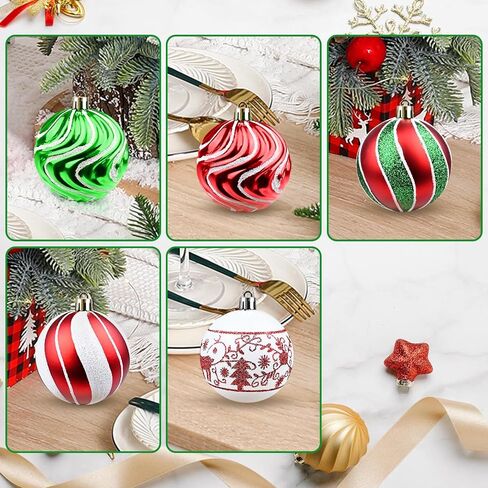 30ct Christmas Balls Ornaments- 2.36’’ Shatterproof Balls Ornaments for Xmas Tree Decorations, Hanging Balls Red and Green Christmas Ball Ornaments Set for Holiday Party Decoration (2) in Saudi Arabia