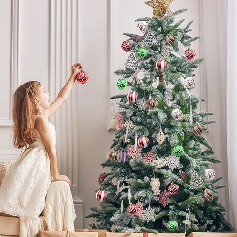 30ct Christmas Balls Ornaments- 2.36’’ Shatterproof Balls Ornaments for Xmas Tree Decorations, Hanging Balls Red and Green Christmas Ball Ornaments Set for Holiday Party Decoration (2) in Saudi Arabia