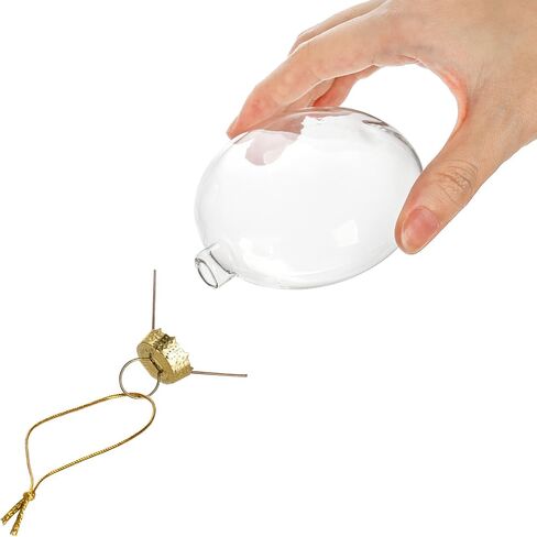 12 قطعة من زخارف عيد الميلاد المسطحة قابلة للتعبئة، لمبة زجاجية شفافة مقاس 3.2 بوصة لزينة عيد الميلاد المعلقة قابلة للإزالة، مصابيح كروية بيضاوية شفافة DIY لتزيين شجرة الحرف اليدوية in Kuwait