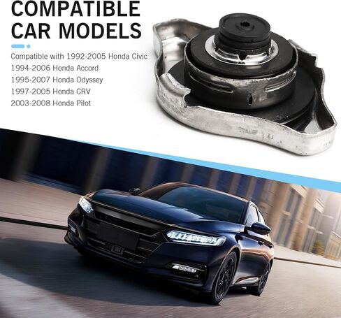 1 PC Car Radiator Reservoir Cap, Open Cooling System Overflow Water Tank System Sealing Anti-scalding Cap, Replace OEM #19045-RAA-003, for Honda Civic Accord Odyssey CRV Pilot (Black) in Saudi Arabia