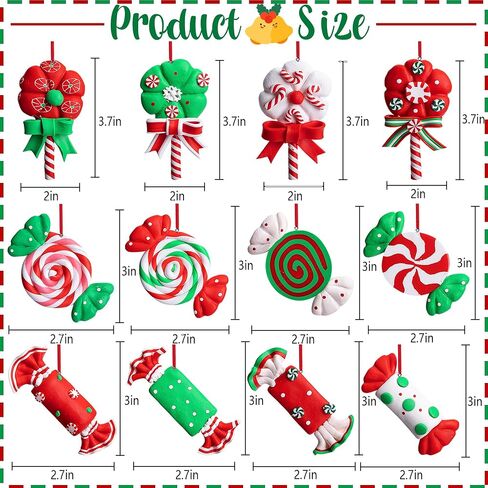 8 Pieces Christmas Lollipop Ornaments,Christmas Candies Polymer Clay Ornament,Xmas Decor Candy Cane Hanging Decorations,Sweets Candy Pendant Xmas Tree Party Supplies in Saudi Arabia