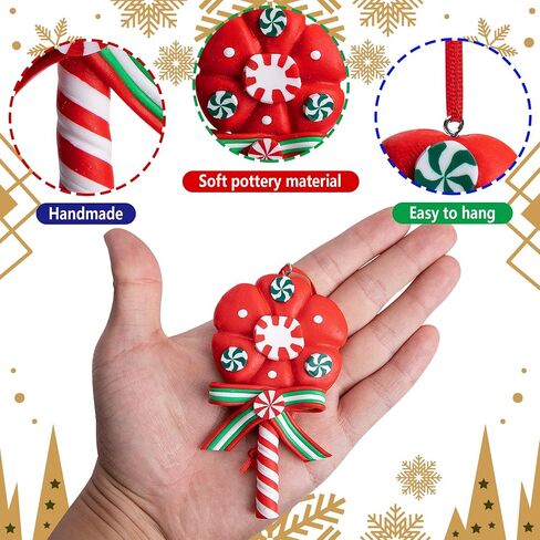 8 Pieces Christmas Lollipop Ornaments,Christmas Candies Polymer Clay Ornament,Xmas Decor Candy Cane Hanging Decorations,Sweets Candy Pendant Xmas Tree Party Supplies in Saudi Arabia