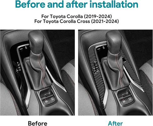 AIRSPEED Carbon Fiber for 2019-2024 Toyota Corolla 2021-2024 Corolla Cross Gear Shift Frame Cover Center Console Interior Trim Accessories, Black in Kuwait