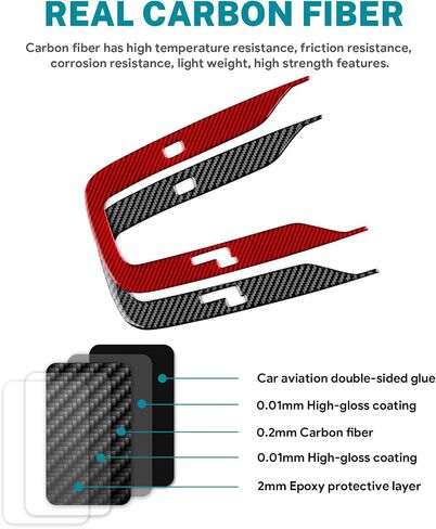 AIRSPEED Carbon Fiber for 2019-2024 Toyota Corolla 2021-2024 Corolla Cross Gear Shift Frame Cover Center Console Interior Trim Accessories, Black in Kuwait