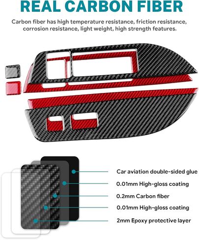 AIRSPEED Carbon Fiber for 2019-2024 Toyota Corolla 2021-2024 Corolla Cross Gear Shift Frame Cover Center Console Interior Trim Accessories, Black in Kuwait