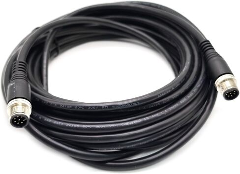 16.4FT M12 8Pins Double Male Connector Cable, A Code Molding Cable Double Male Head Aviation Sensor Electrical PVC Cable Industrial Molded Cable 30V 2A AWG24（5Meter） in Saudi Arabia