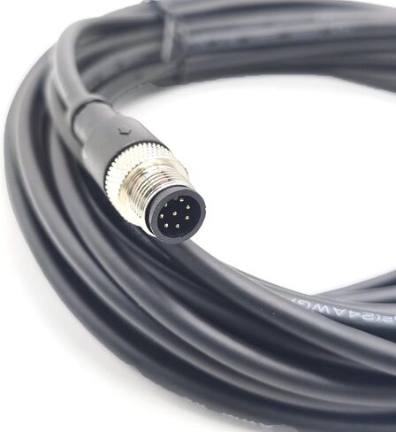 16.4FT M12 8Pins Double Male Connector Cable, A Code Molding Cable Double Male Head Aviation Sensor Electrical PVC Cable Industrial Molded Cable 30V 2A AWG24（5Meter） in Saudi Arabia