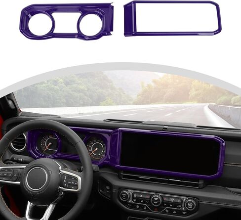 CheroCar Center Console Dashboard Panel Cover Interior Decoration Accessories for Jeep Wrangler JL JLU & Gladiator JT 2024+,Purple in Kuwait