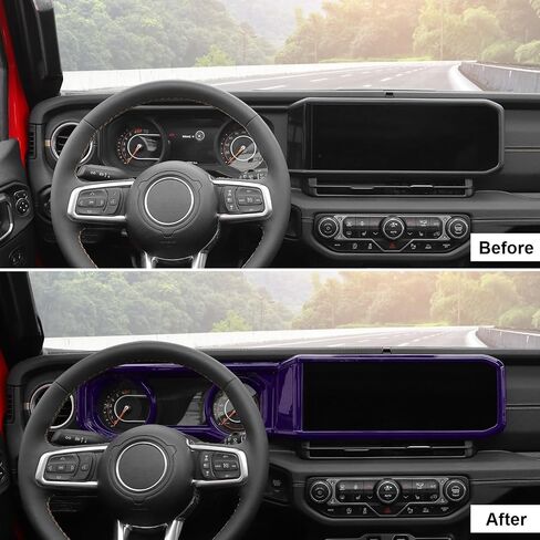 CheroCar Center Console Dashboard Panel Cover Interior Decoration Accessories for Jeep Wrangler JL JLU & Gladiator JT 2024+,Purple in Kuwait