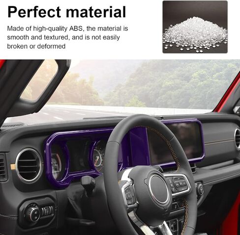 CheroCar Center Console Dashboard Panel Cover Interior Decoration Accessories for Jeep Wrangler JL JLU & Gladiator JT 2024+,Purple in Kuwait