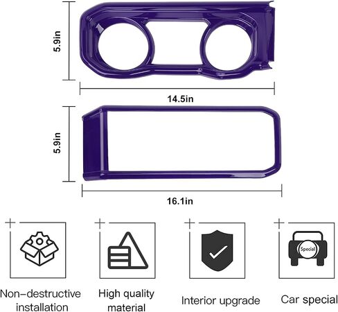 CheroCar Center Console Dashboard Panel Cover Interior Decoration Accessories for Jeep Wrangler JL JLU & Gladiator JT 2024+,Purple in Kuwait
