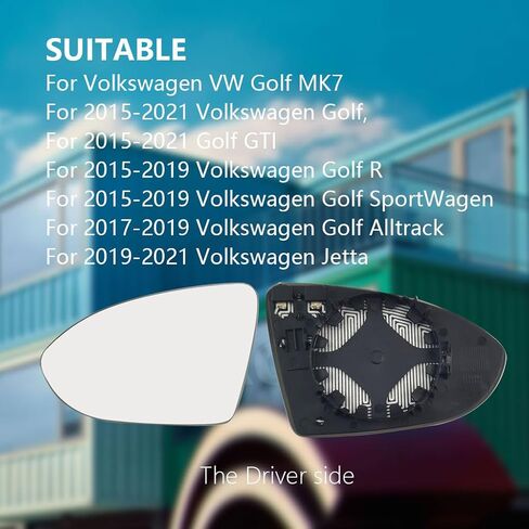 Driver Left Side Backing Plate Power Heated Mirror Glass for Volkswagen VW Golf MK7, 2015-2021 Golf Golf GTI, 2015-2019 Golf R Golf SportWagen, 2017-2019 Golf Alltrack, 2019-2021 Jetta in Saudi Arabia