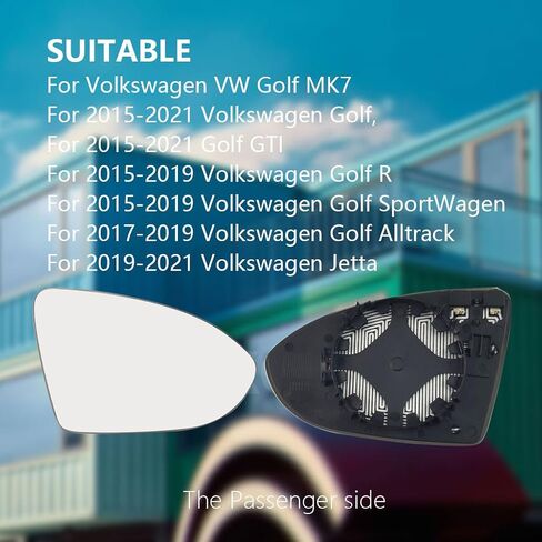 Driver Left Side Backing Plate Power Heated Mirror Glass for Volkswagen VW Golf MK7, 2015-2021 Golf Golf GTI, 2015-2019 Golf R Golf SportWagen, 2017-2019 Golf Alltrack, 2019-2021 Jetta in Saudi Arabia