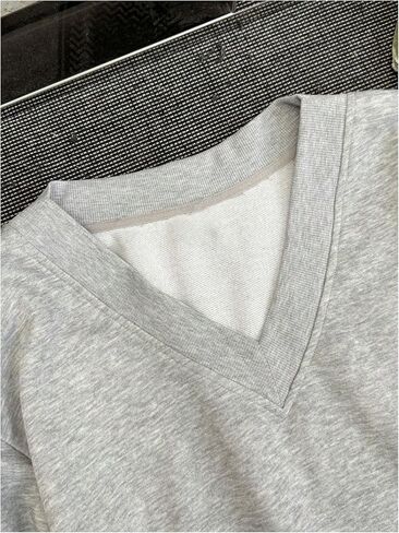 MakeMeChic Women's V Neck Oversized Sweatshirts Long Sleeve Drop Shoulder Pullovers in Saudi Arabia