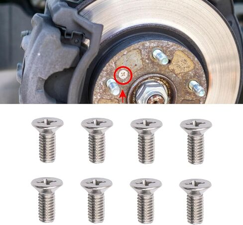 8 PCS Braking Disc Rotor Screws Kit, Stainless Front Rear Braking Bolts, Cross Flat Head Screw, Suitable for Honda Hyundai (Silver) in Saudi Arabia