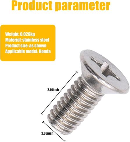 8 PCS Braking Disc Rotor Screws Kit, Stainless Front Rear Braking Bolts, Cross Flat Head Screw, Suitable for Honda Hyundai (Silver) in Saudi Arabia