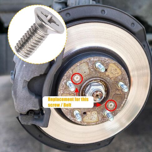 8 PCS Braking Disc Rotor Screws Kit, Stainless Front Rear Braking Bolts, Cross Flat Head Screw, Suitable for Honda Hyundai (Silver) in Saudi Arabia