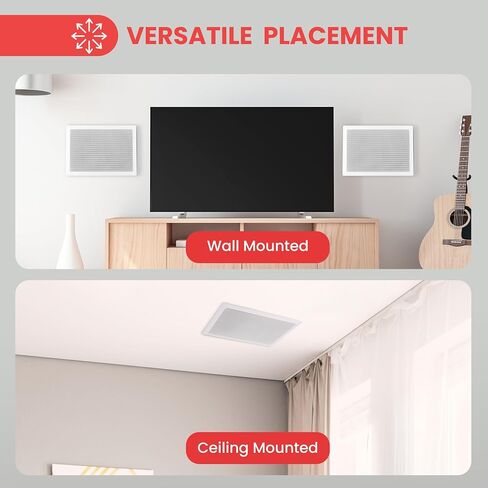 Pyle Ceiling Wall Mount Enclosed Speaker - 400 Watt Stereo In-wall / In-ceiling 8" Enclosed Full Range Deep Bass Speaker System - 50Hz-20kHz Frequency Response, 4-8 Ohm, Flush Mount - PDIW87 White in Kuwait