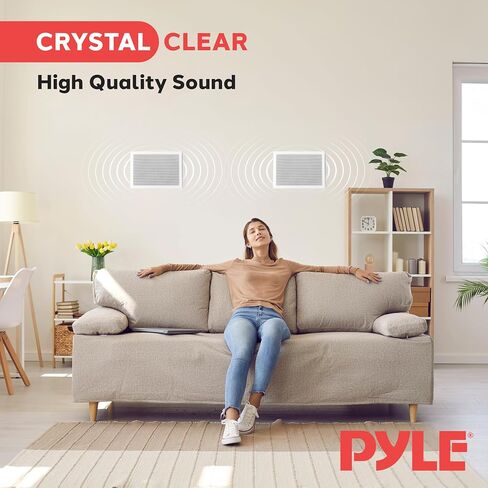 Pyle Ceiling Wall Mount Enclosed Speaker - 400 Watt Stereo In-wall / In-ceiling 8" Enclosed Full Range Deep Bass Speaker System - 50Hz-20kHz Frequency Response, 4-8 Ohm, Flush Mount - PDIW87 White in Kuwait