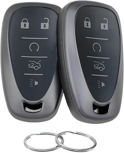 TPU Key Fob Cover Compatible with 2016-2024 Chevrolet Blazer Bolt EV Camaro Cruze Equinox Malibu Sonic Spark Traverse Trax Volt (Black/White) in Kuwait