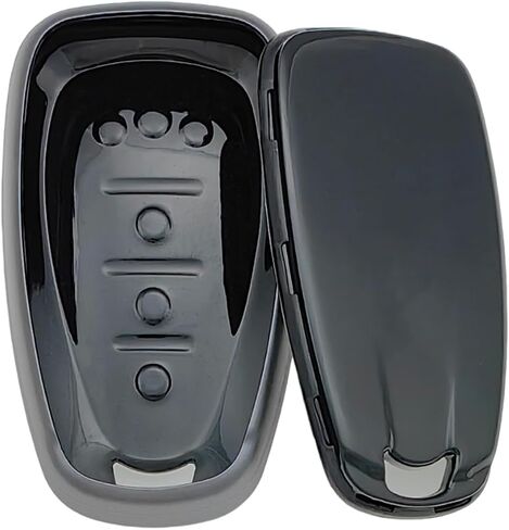 TPU Key Fob Cover Compatible with 2016-2024 Chevrolet Blazer Bolt EV Camaro Cruze Equinox Malibu Sonic Spark Traverse Trax Volt (Black/White) in Kuwait