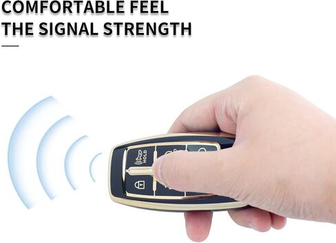 Black TPU Gold Edge Smart Key Fob Case Protective Cover Compatible with Hyundai Genesis G80 GV80 2021-2022 6 Button Keyless Entry Remote Accessories(6A Type) in Kuwait
