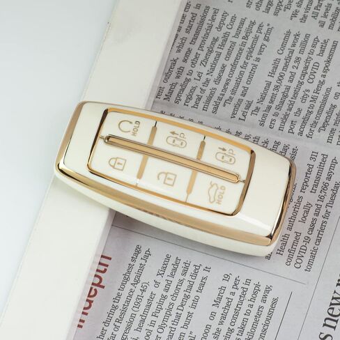 Black TPU Gold Edge Smart Key Fob Case Protective Cover Compatible with Hyundai Genesis G80 GV80 2021-2022 6 Button Keyless Entry Remote Accessories(6A Type) in Kuwait