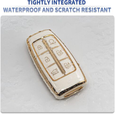 Black TPU Gold Edge Smart Key Fob Case Protective Cover Compatible with Hyundai Genesis G80 GV80 2021-2022 6 Button Keyless Entry Remote Accessories(6A Type) in Kuwait