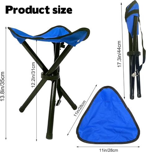 Travel Folding Camping Stool, 14.6 inches Tripod Chair and Maximum weight 300 lbs Outdoor Portable Party Chair Fishing Chair Seat for Camping Fishing Hiking Gardening and Beach Garden Painting in Kuwait
