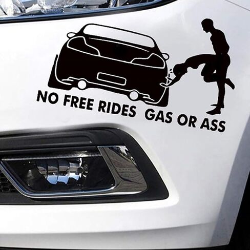 JJLFresheners Funny No Free Rides Gas or Ass Decal Car Sticker Car Vehicle Reflective Sticker Wall Laptop Car Decoration - White 1 in Saudi Arabia