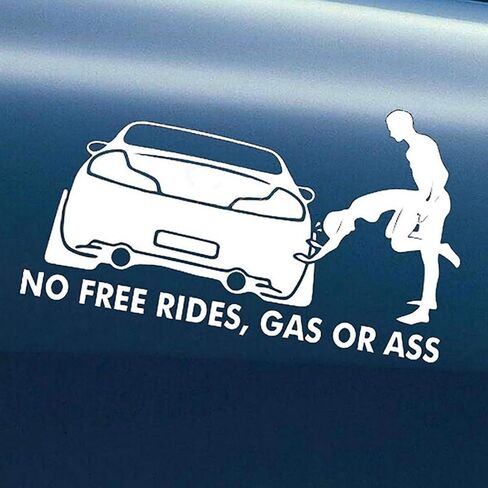 JJLFresheners Funny No Free Rides Gas or Ass Decal Car Sticker Car Vehicle Reflective Sticker Wall Laptop Car Decoration - White 1 in Saudi Arabia