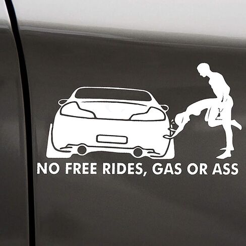 JJLFresheners Funny No Free Rides Gas or Ass Decal Car Sticker Car Vehicle Reflective Sticker Wall Laptop Car Decoration - White 1 in Saudi Arabia