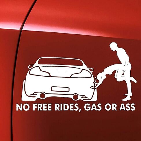 JJLFresheners Funny No Free Rides Gas or Ass Decal Car Sticker Car Vehicle Reflective Sticker Wall Laptop Car Decoration - White 1 in Saudi Arabia