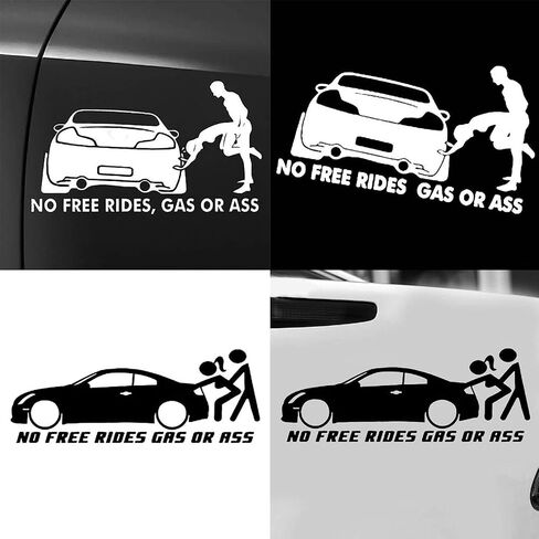 JJLFresheners Funny No Free Rides Gas or Ass Decal Car Sticker Car Vehicle Reflective Sticker Wall Laptop Car Decoration - White 1 in Saudi Arabia