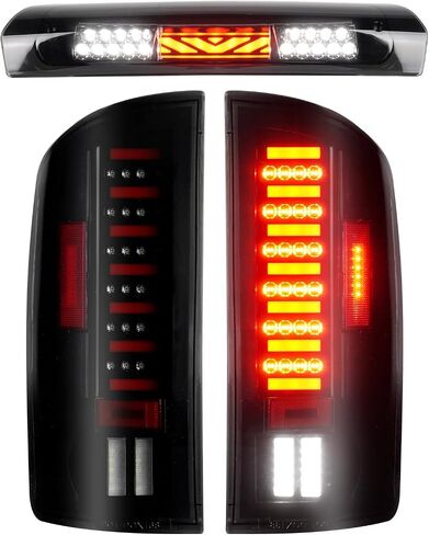 ضوء خلفي LED + طقم ضوء الفرامل الثالث مناسب لـ Dodge RAM 1500 2002-2006، لـ Dodge RAM 2500 3500 2003-2006، مصباح إيقاف خلفي عالي التثبيت، ضوء خلفي LED، عدسة دخان سوداء in Kuwait
