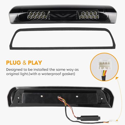 ضوء خلفي LED + طقم ضوء الفرامل الثالث مناسب لـ Dodge RAM 1500 2002-2006، لـ Dodge RAM 2500 3500 2003-2006، مصباح إيقاف خلفي عالي التثبيت، ضوء خلفي LED، عدسة دخان سوداء in Kuwait