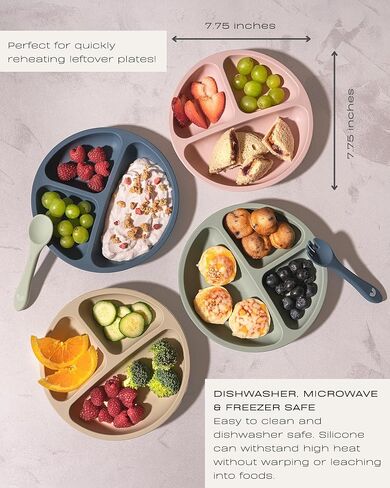 Hippypotamus Silicone Baby Feeding Set - Suction Toddler Plates, Weighted Toddler Cups & Baby-Safe Utensils - 100% Pure Food Grade Silicone - Set of 2 (Sage/Sand) in Kuwait