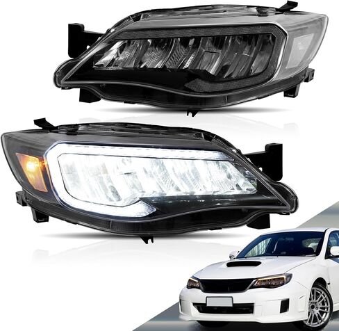 المصابيح الأمامية LED من VLAND متوافقة مع 2008-2011 Impreza Outback Sport، 2008-2014 Impreza WRX (غير مناسبة للنماذج مع AFS/SRH) مع مفتاح كهربائي مع الرسوم المتحركة وعاكس شفاف DRL للتنفس in Kuwait